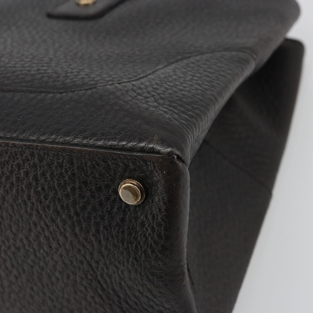 GUCCI Hand Bag Leather Black Gold 131325 Auth 186805A