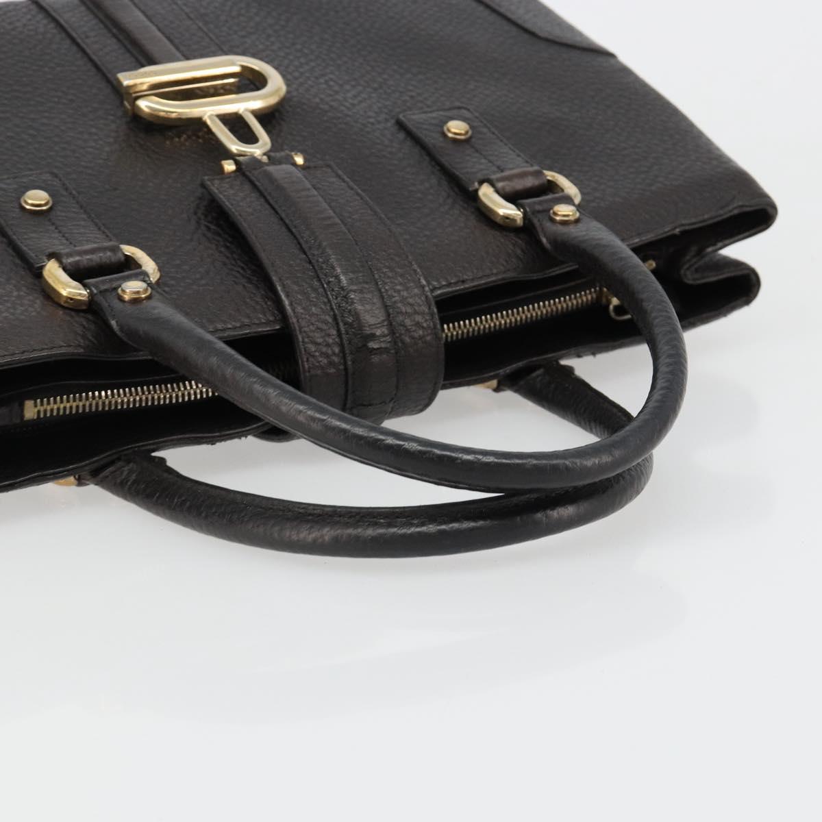 GUCCI Hand Bag Leather Black Gold 131325 Auth 186805A