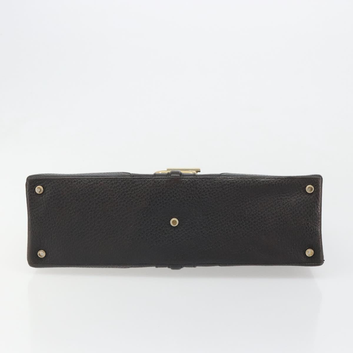 GUCCI Hand Bag Leather Black Gold 131325 Auth 186805A