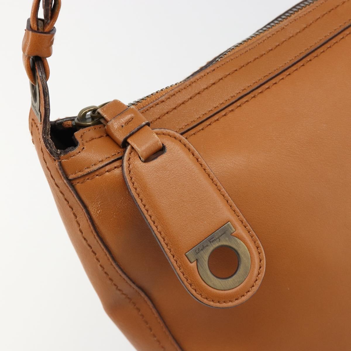 Salvatore Ferragamo Shoulder Bag Leather Brown Auth 186806A