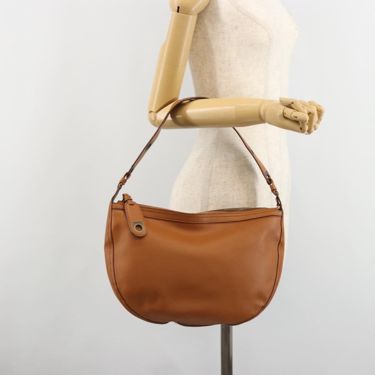 Salvatore Ferragamo Shoulder Bag Leather Brown Auth 186806A