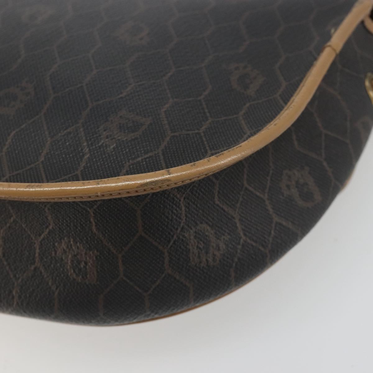 Christian Dior Honeycomb Canvas Shoulder Bag PVC Black Gold Auth 186807