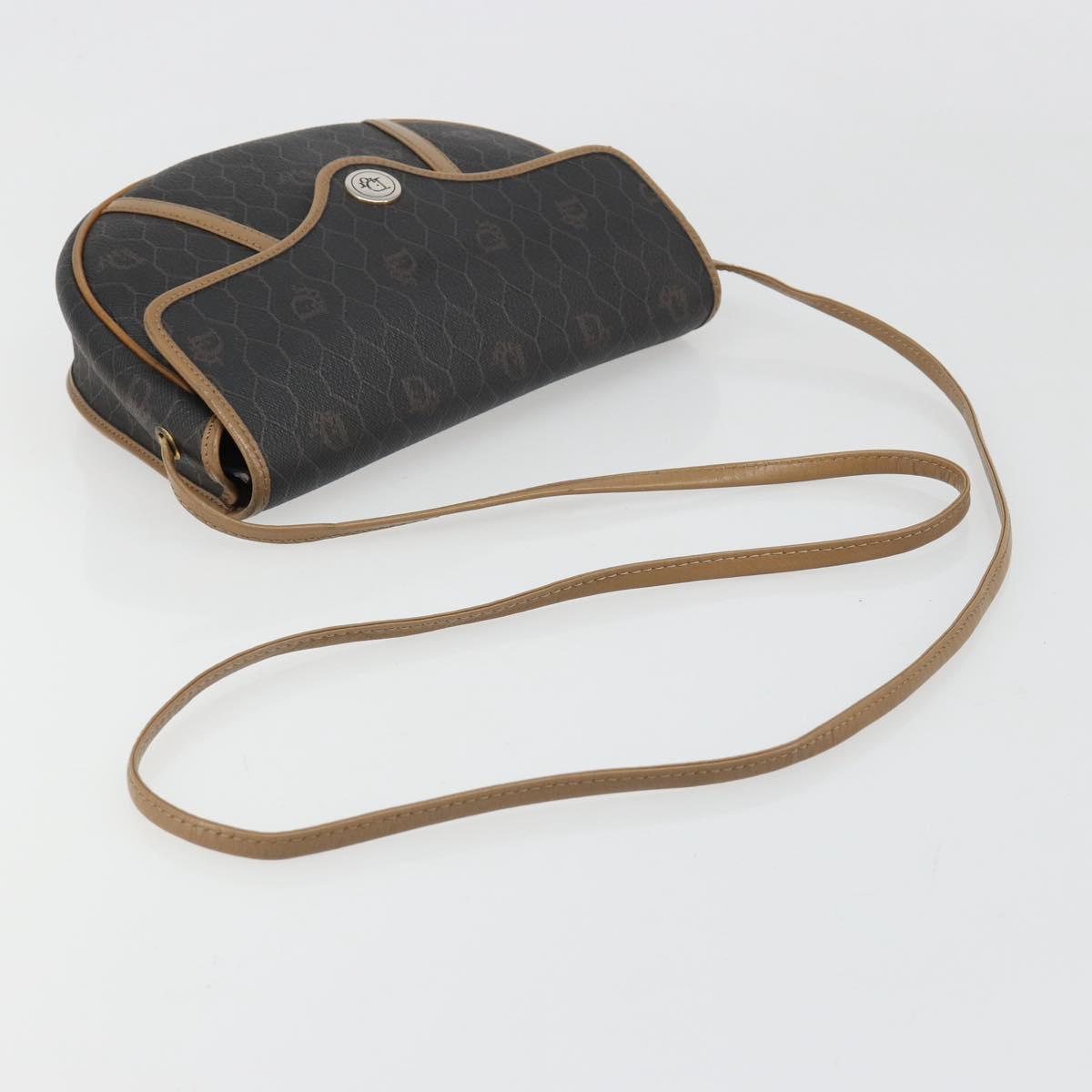 Christian Dior Honeycomb Canvas Shoulder Bag PVC Black Gold Auth 186807