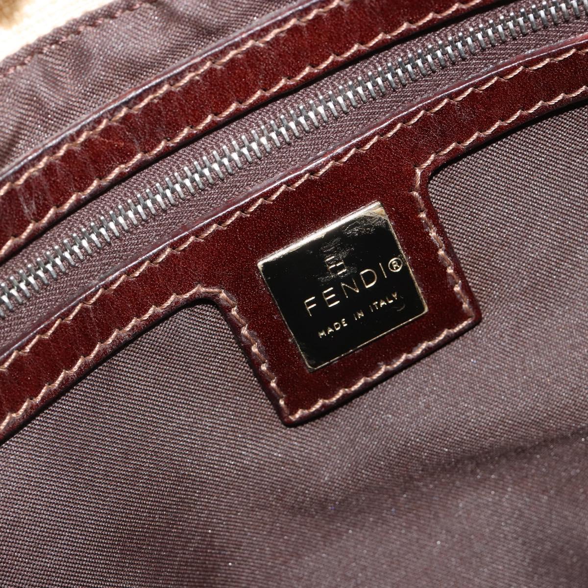 FENDI Zucca Canvas Mamma Baguette Shoulder Bag Beige Silver Auth 186809A