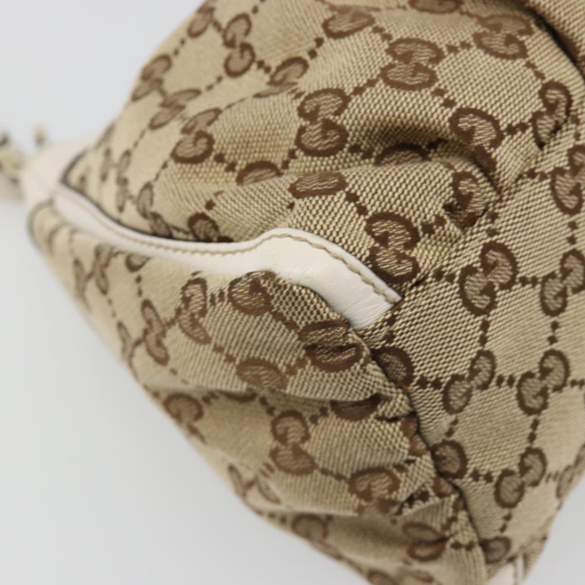 GUCCI GG Canvas Abbey Shoulder Bag Beige Gold 190525 Auth 186811V
