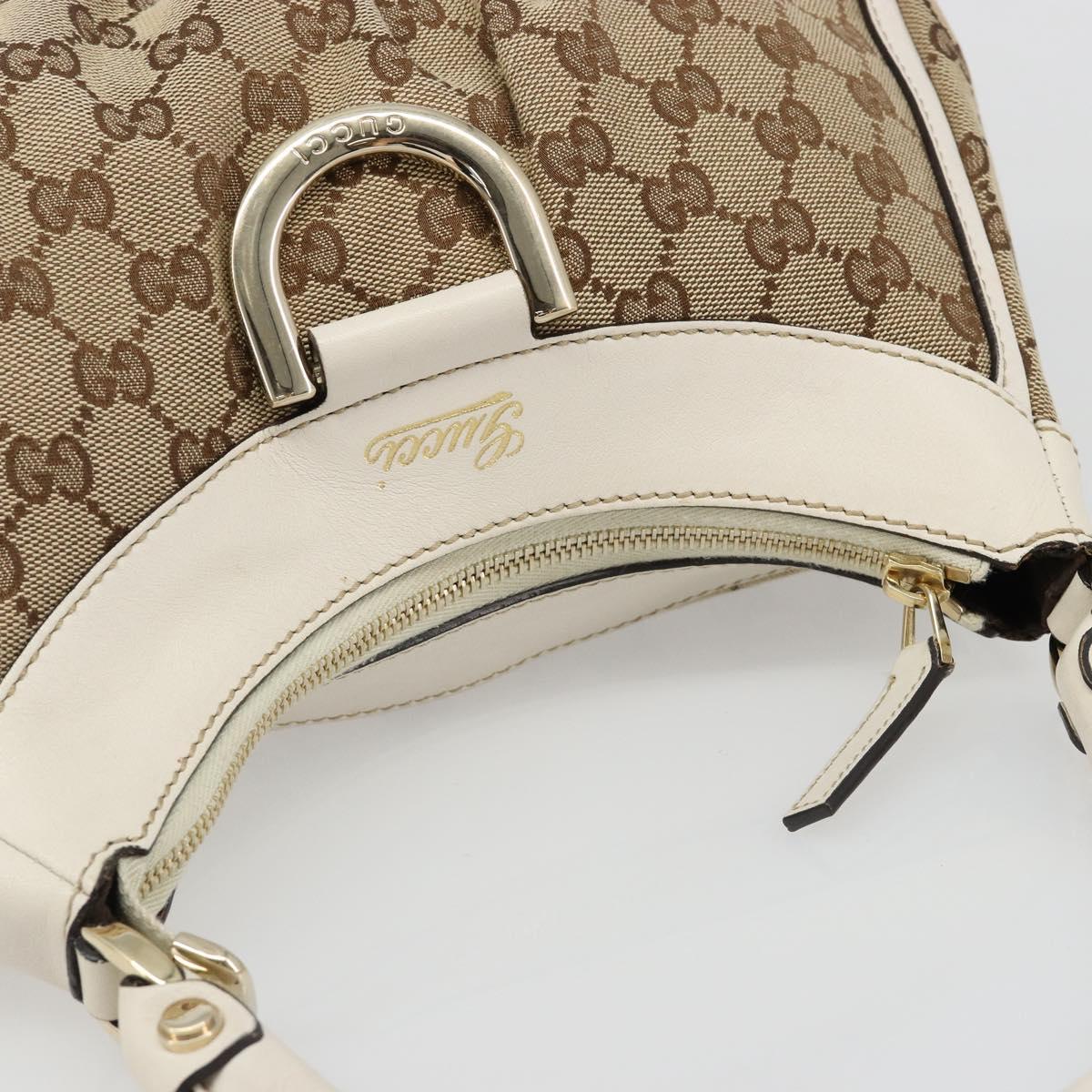 GUCCI GG Canvas Abbey Shoulder Bag Beige Gold 190525 Auth 186811V