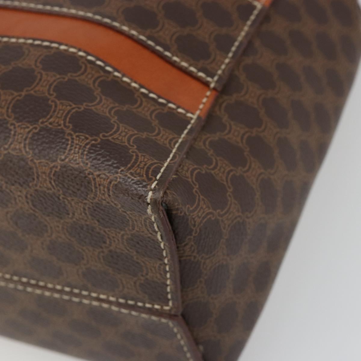 CELINE Macadam Canvas Hand Bag PVC Leather Brown Gold Auth 186813