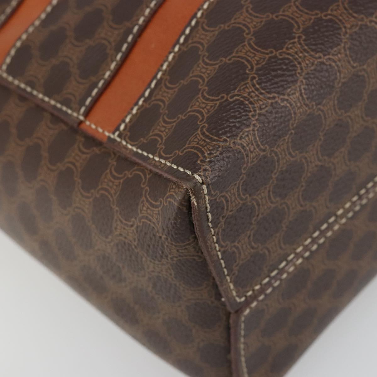 CELINE Macadam Canvas Hand Bag PVC Leather Brown Gold Auth 186813