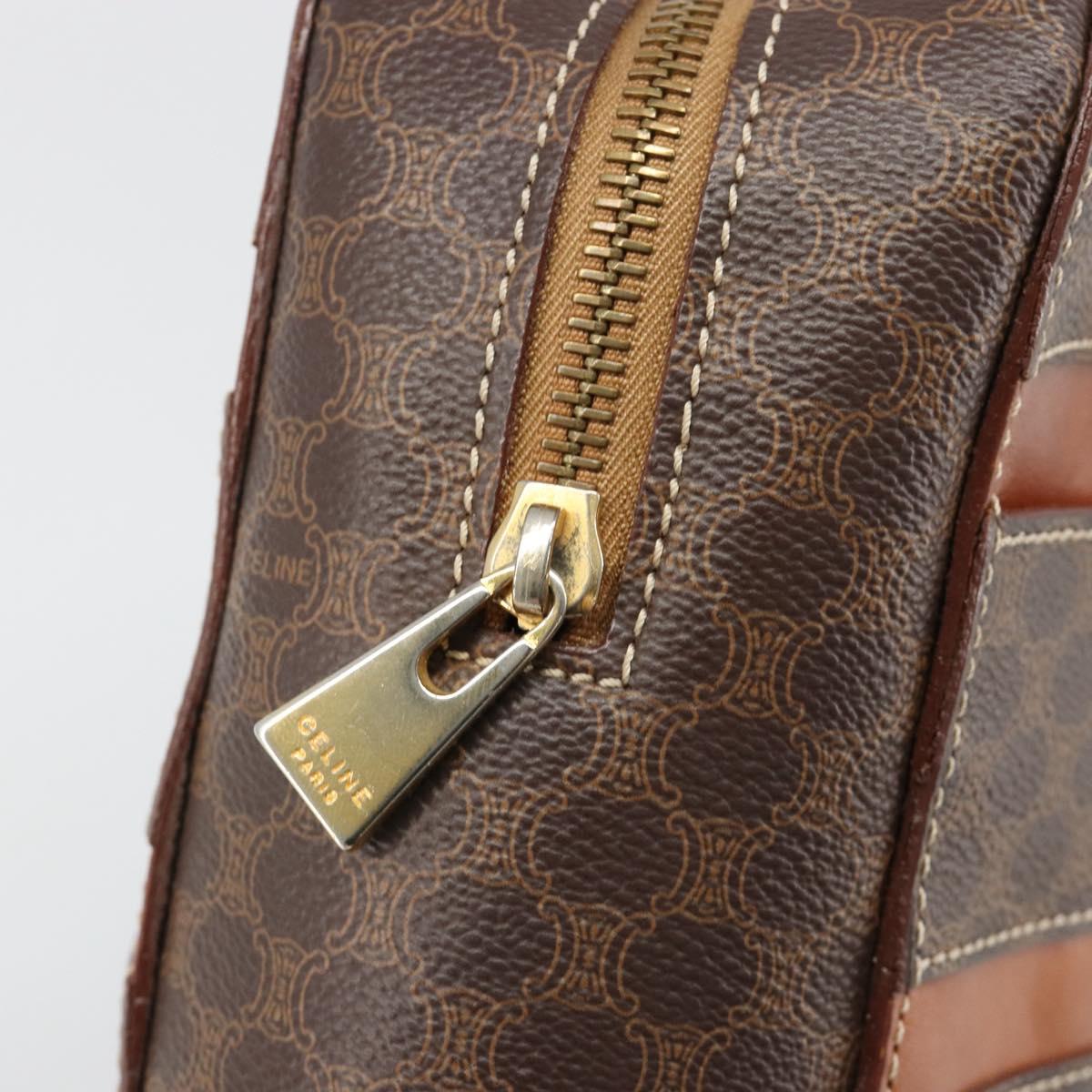 CELINE Macadam Canvas Hand Bag PVC Leather Brown Gold Auth 186813