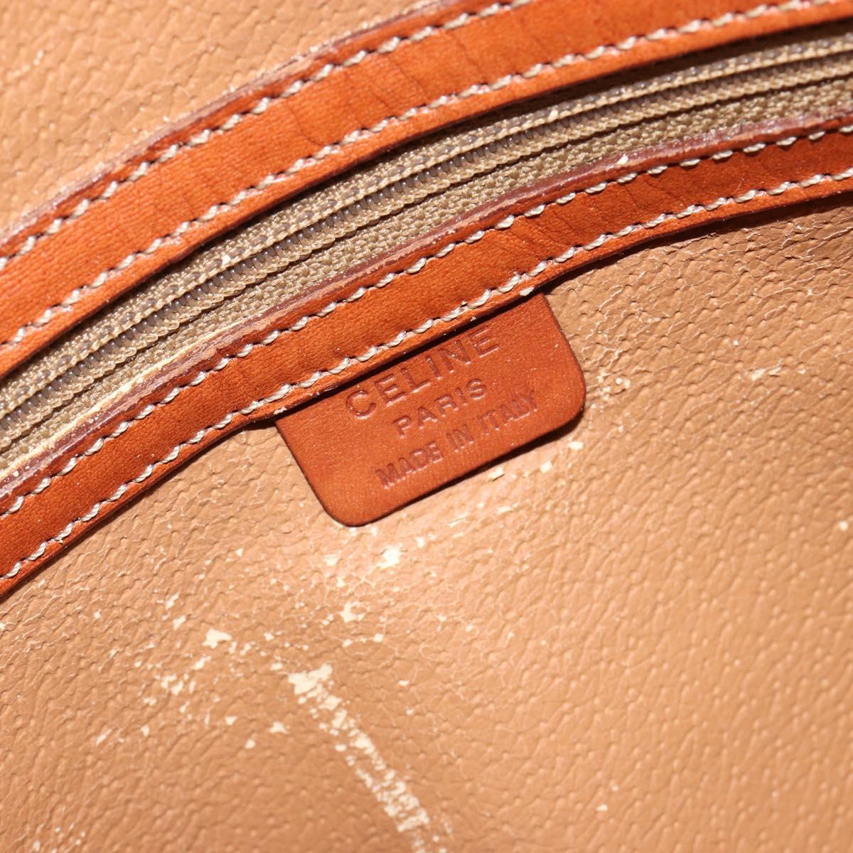 CELINE Macadam Canvas Hand Bag PVC Leather Brown Gold Auth 186813