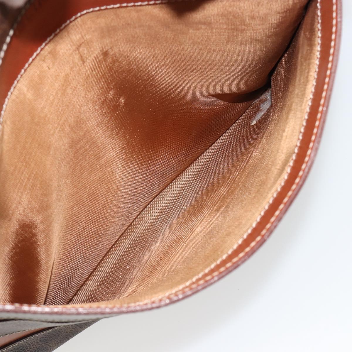 CELINE Macadam Canvas Hand Bag PVC Leather Brown Gold Auth 186813