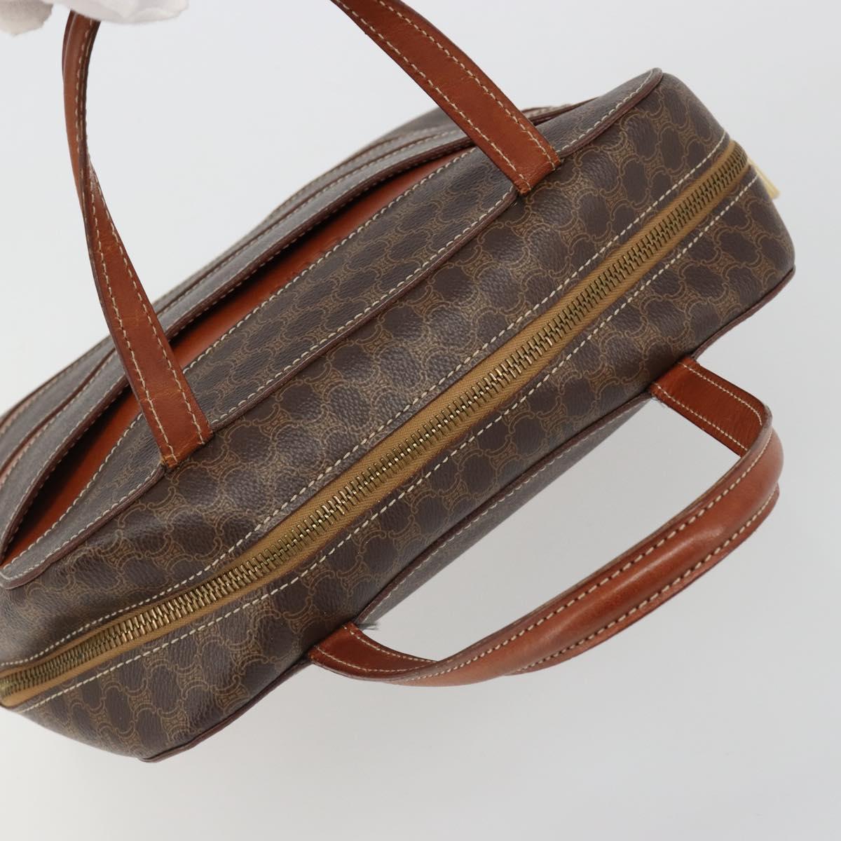 CELINE Macadam Canvas Hand Bag PVC Leather Brown Gold Auth 186813