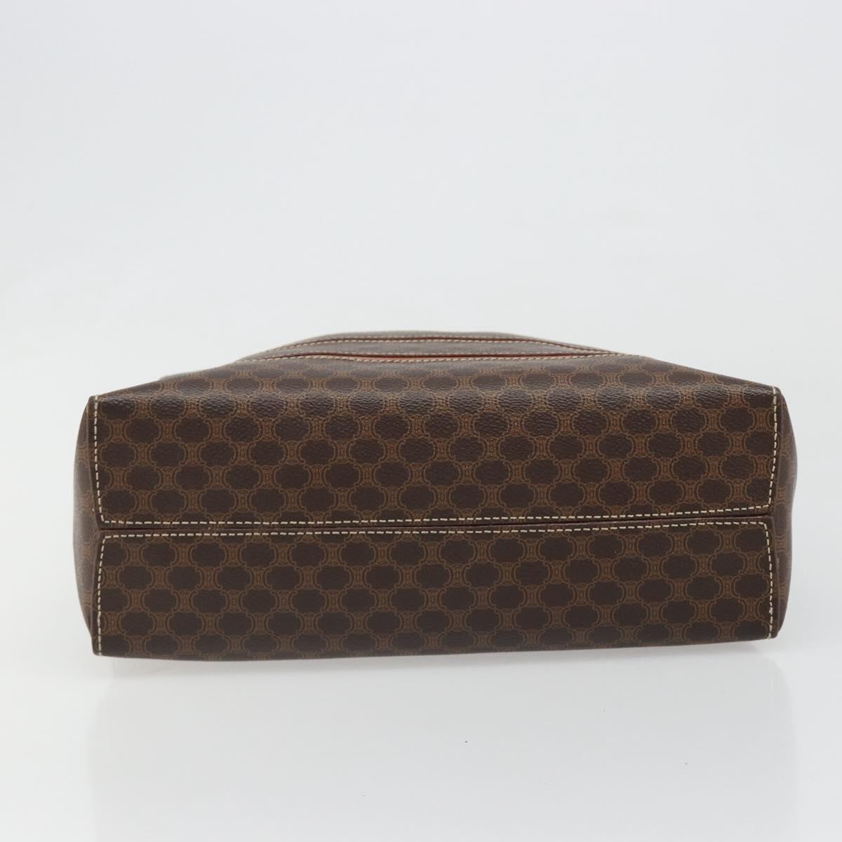 CELINE Macadam Canvas Hand Bag PVC Leather Brown Gold Auth 186813