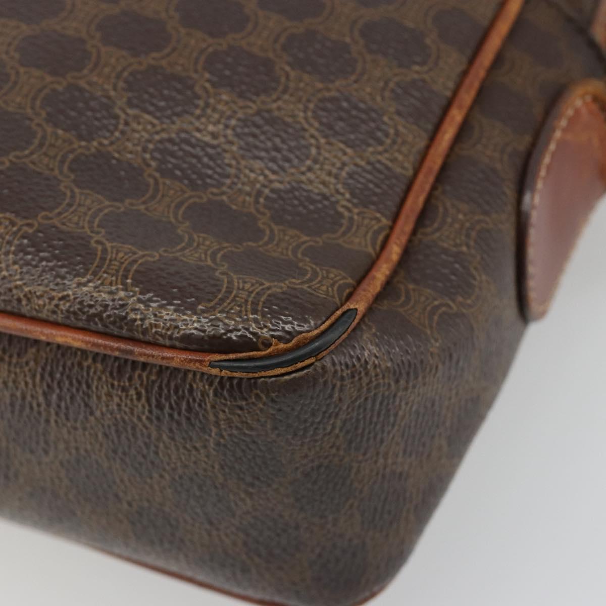 CELINE Macadam Canvas Shoulder Bag PVC Leather Brown Gold Auth 186814