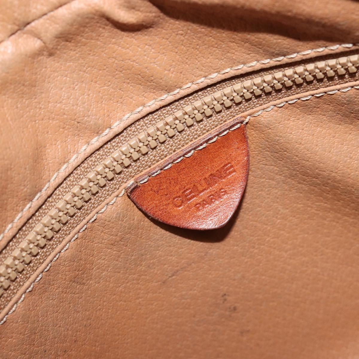 CELINE Macadam Canvas Shoulder Bag PVC Leather Brown Gold Auth 186814