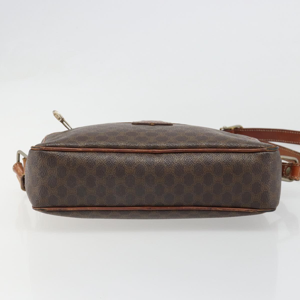 CELINE Macadam Canvas Shoulder Bag PVC Leather Brown Gold Auth 186814