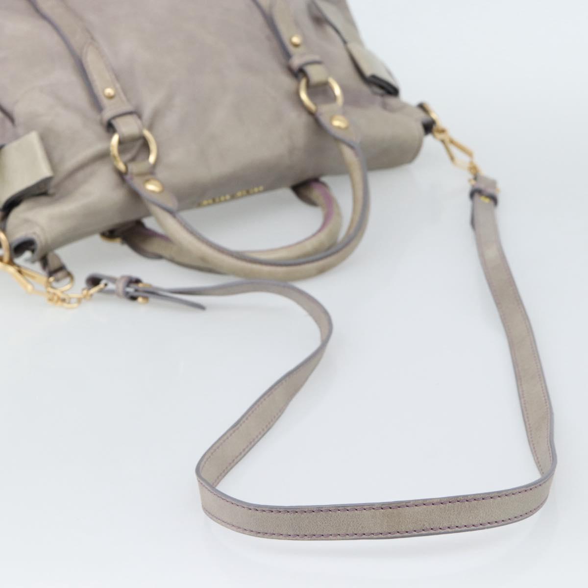Miu Miu Ribbon Hand Bag Leather 2way Purple Gold Auth 186822V