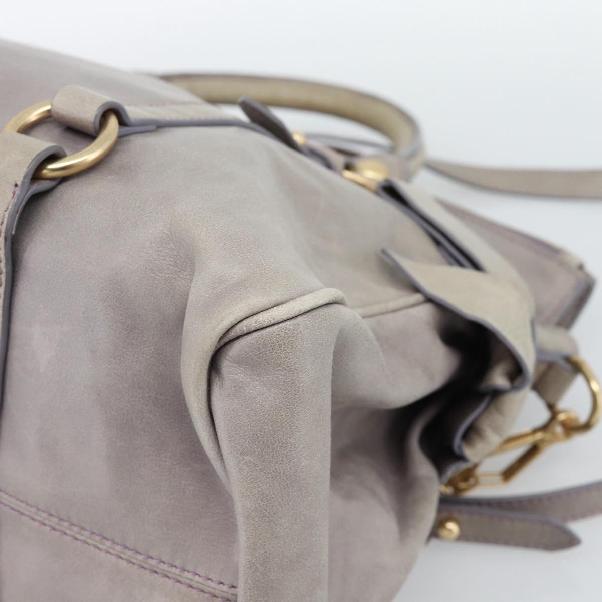 Miu Miu Ribbon Hand Bag Leather 2way Purple Gold Auth 186822V