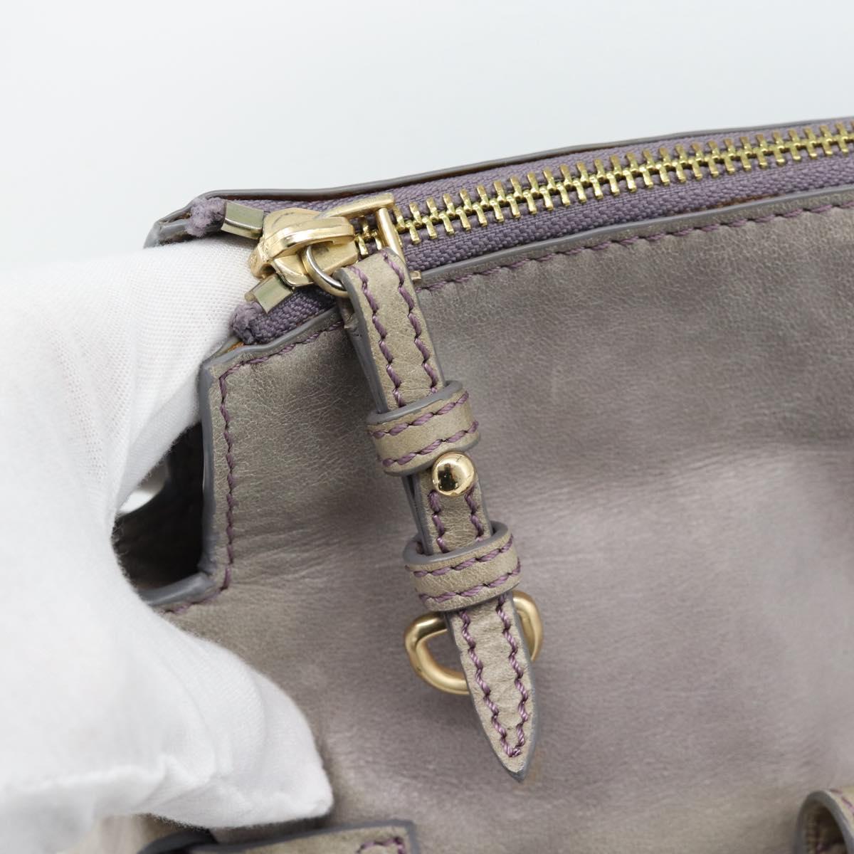 Miu Miu Ribbon Hand Bag Leather 2way Purple Gold Auth 186822V
