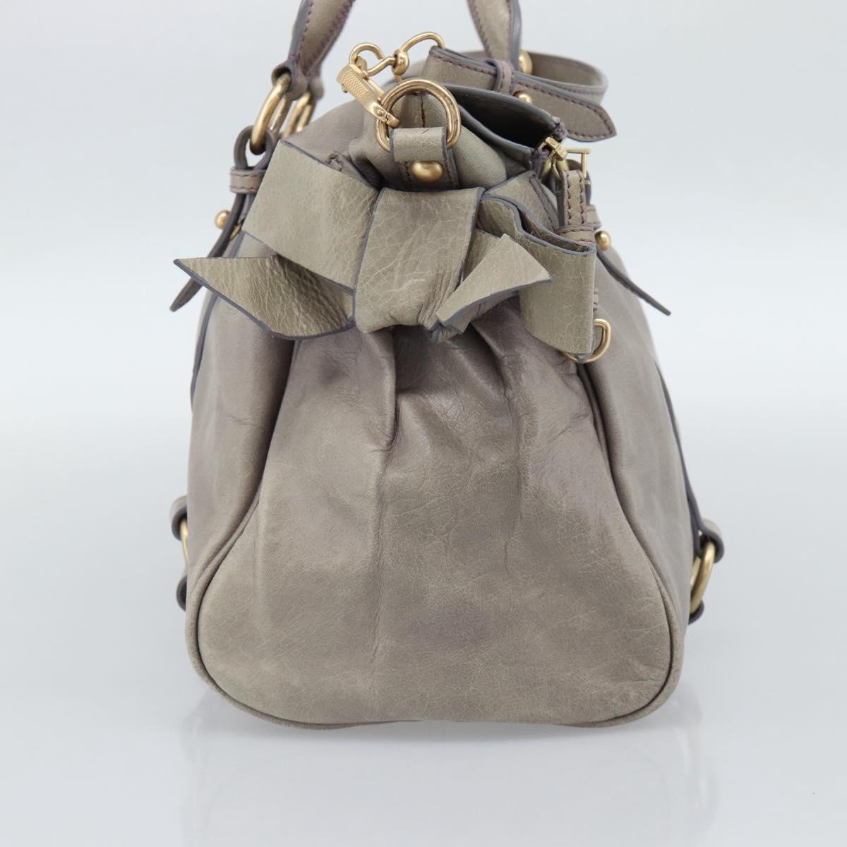Miu Miu Ribbon Hand Bag Leather 2way Purple Gold Auth 186822V