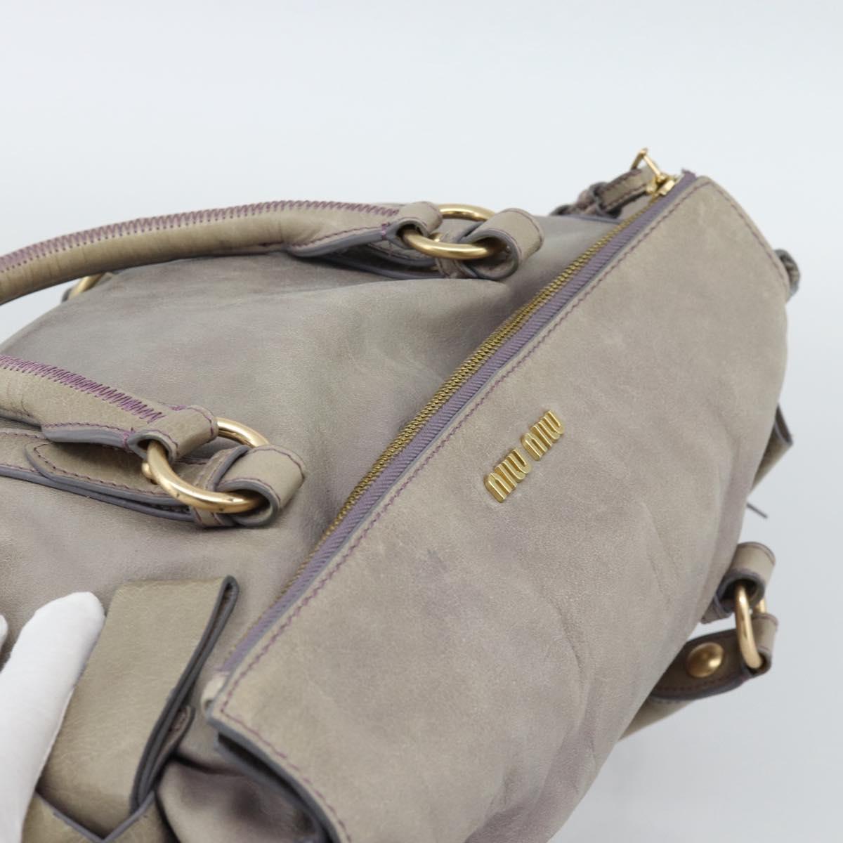 Miu Miu Ribbon Hand Bag Leather 2way Purple Gold Auth 186822V