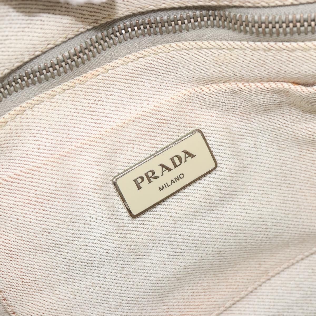 PRADA Canapa Hand Bag Canvas Gray Silver Auth 186823