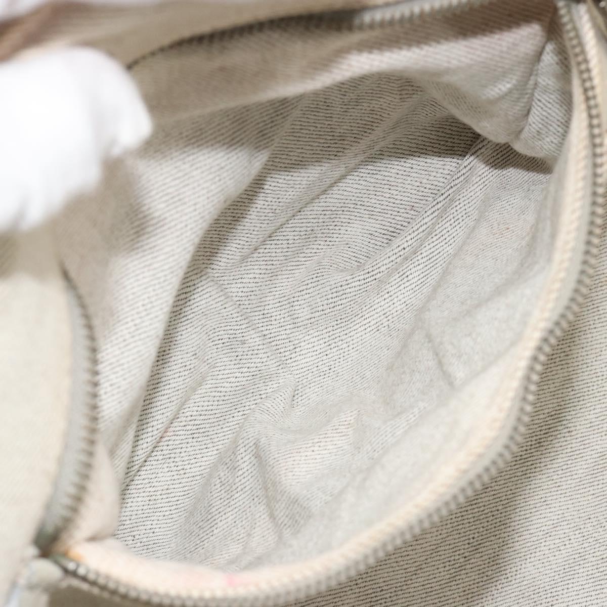 PRADA Canapa Hand Bag Canvas Gray Silver Auth 186823