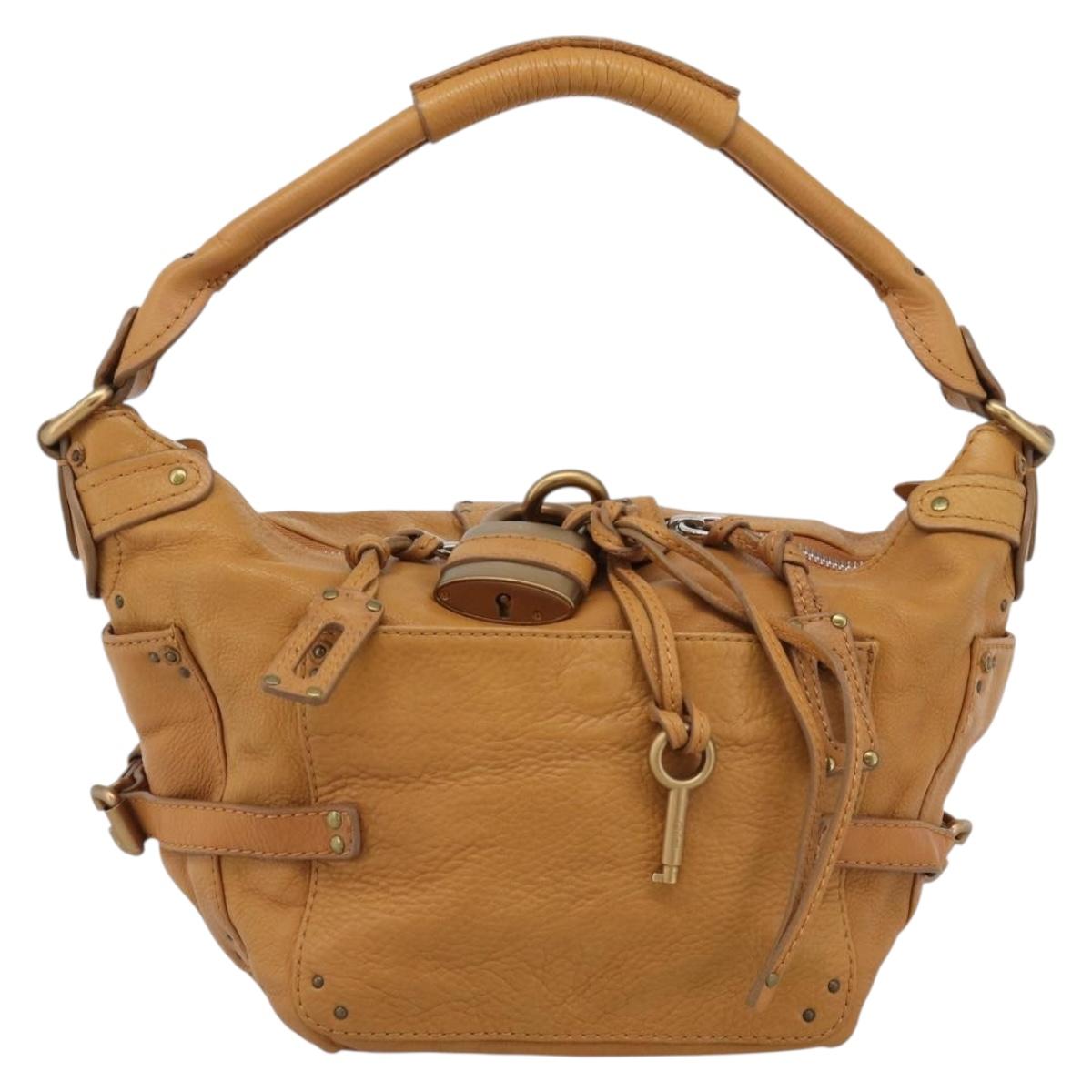 Chloe Paddington Shoulder Bag Leather Brown Gold Silver Auth 186824M