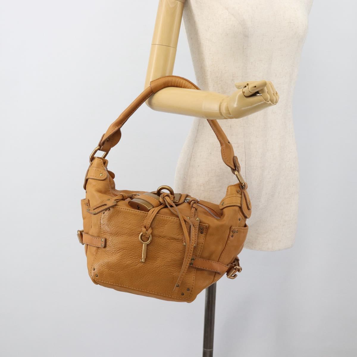 Chloe Paddington Shoulder Bag Leather Brown Gold Silver Auth 186824M