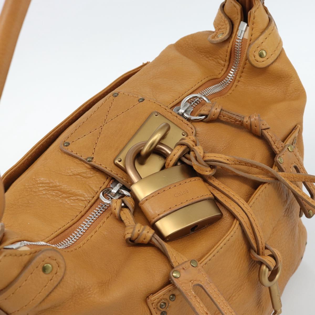 Chloe Paddington Shoulder Bag Leather Brown Gold Silver Auth 186824M