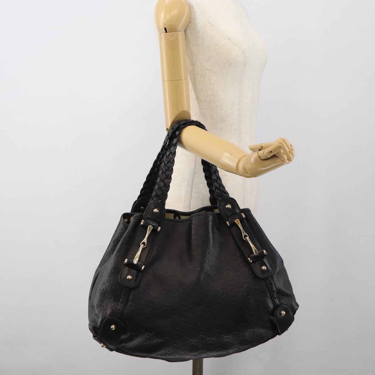GUCCI GG Canvas Guccissima Tote Bag Leather Black Gold 137621 Auth 186827V