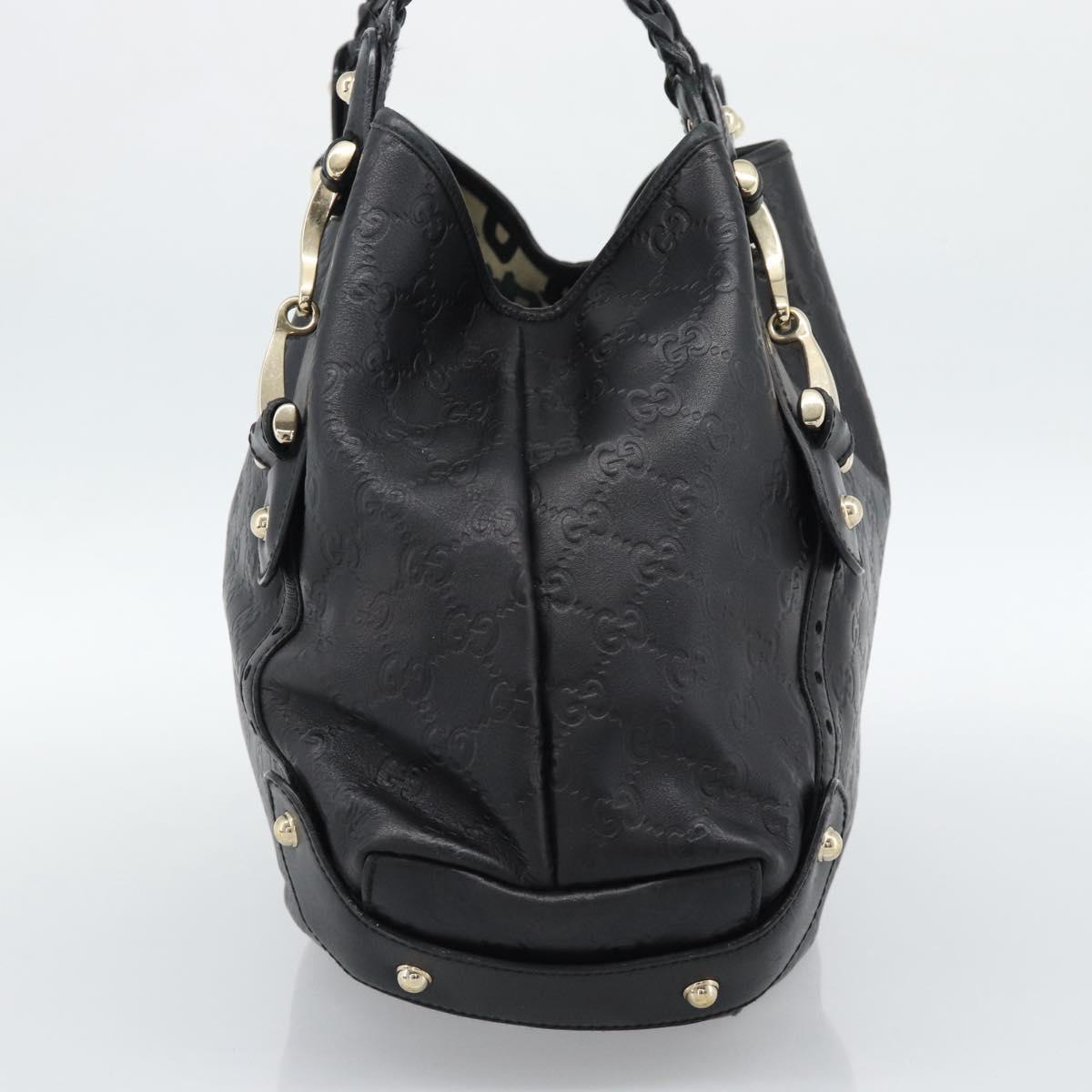 GUCCI GG Canvas Guccissima Tote Bag Leather Black Gold 137621 Auth 186827V