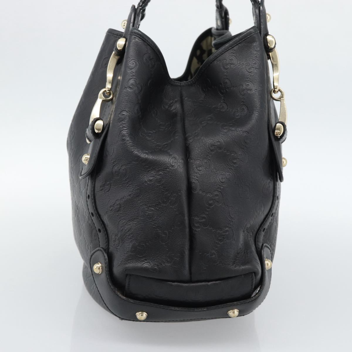 GUCCI GG Canvas Guccissima Tote Bag Leather Black Gold 137621 Auth 186827V