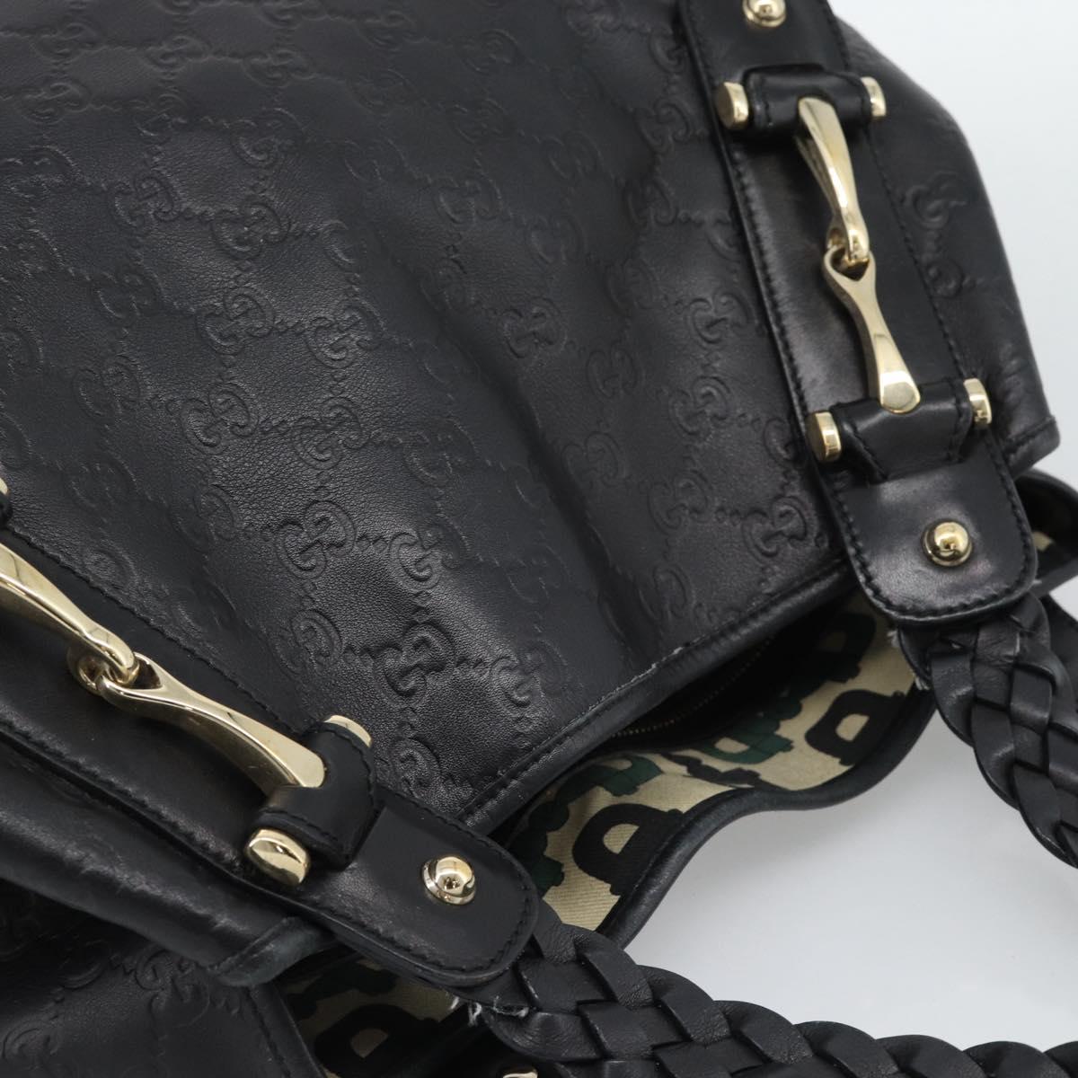 GUCCI GG Canvas Guccissima Tote Bag Leather Black Gold 137621 Auth 186827V