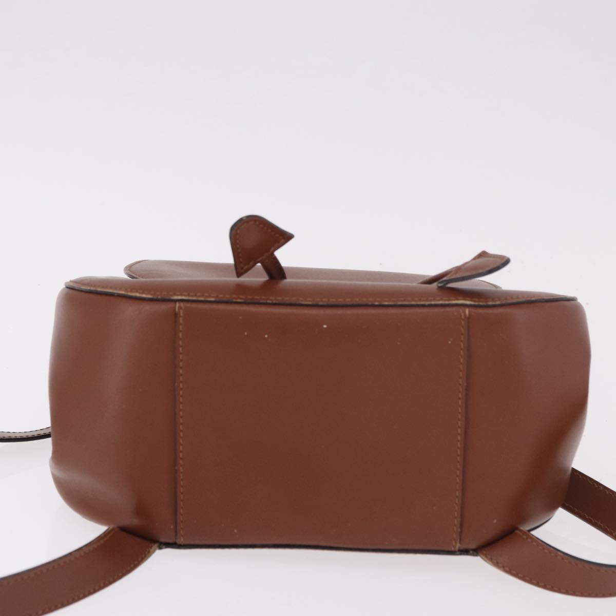 CELINE Backpack Leather Brown Gold Auth 186828
