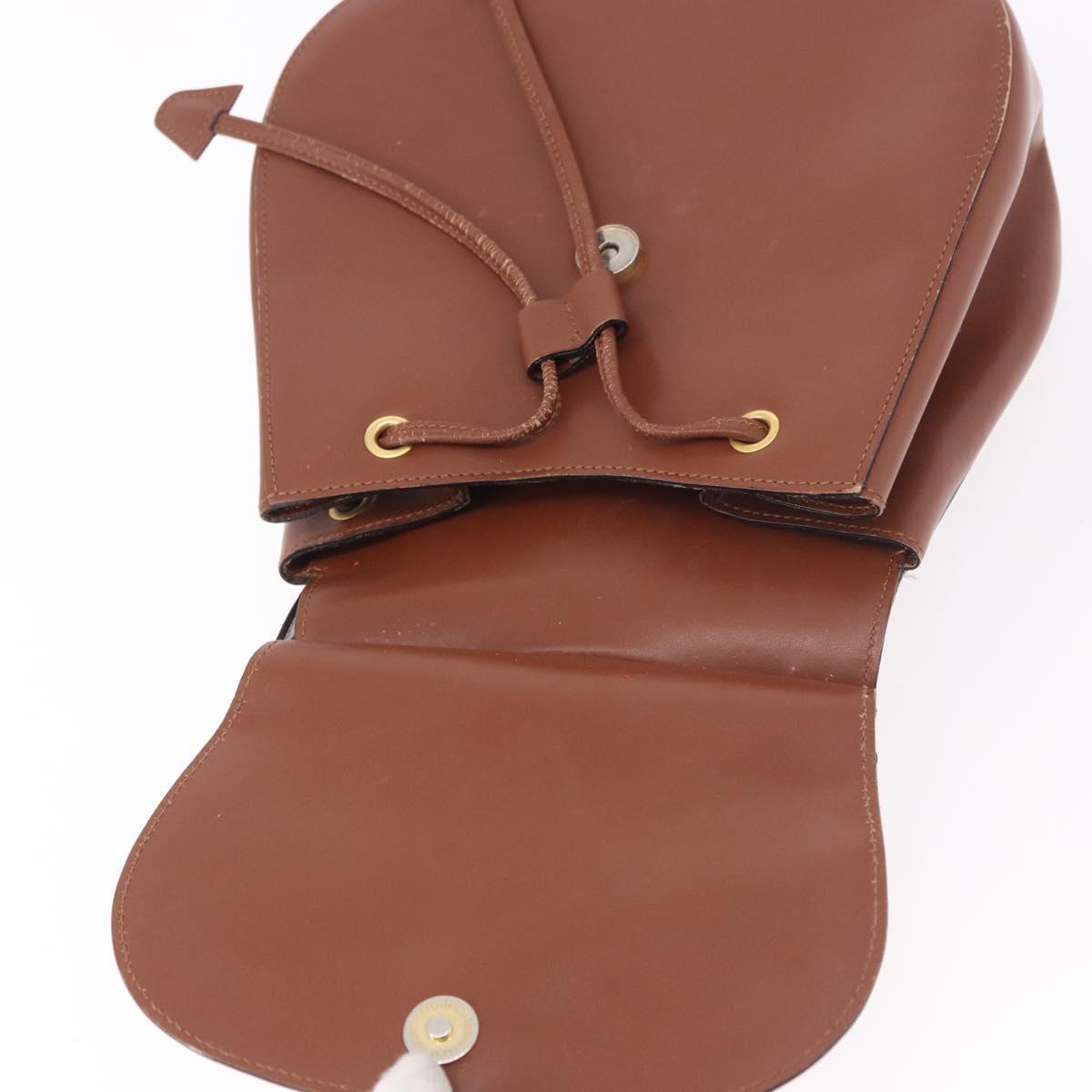 CELINE Backpack Leather Brown Gold Auth 186828