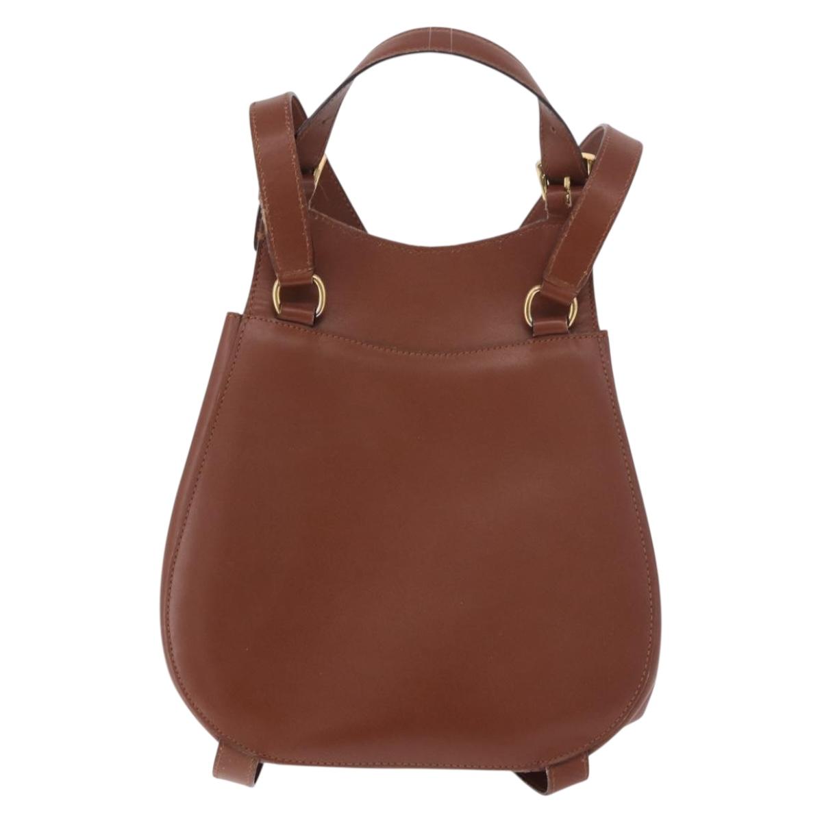 CELINE Backpack Leather Brown Gold Auth 186828