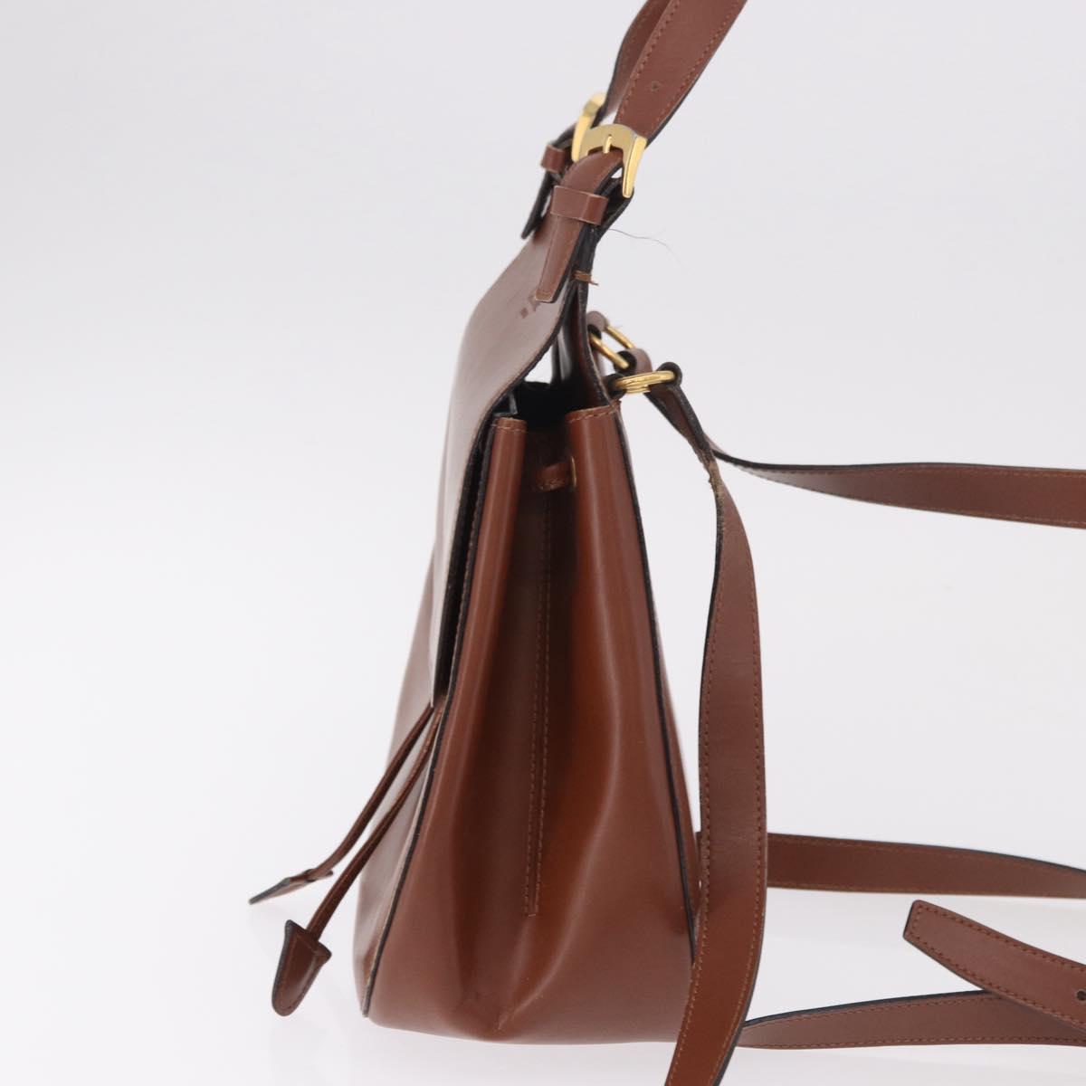 CELINE Backpack Leather Brown Gold Auth 186828