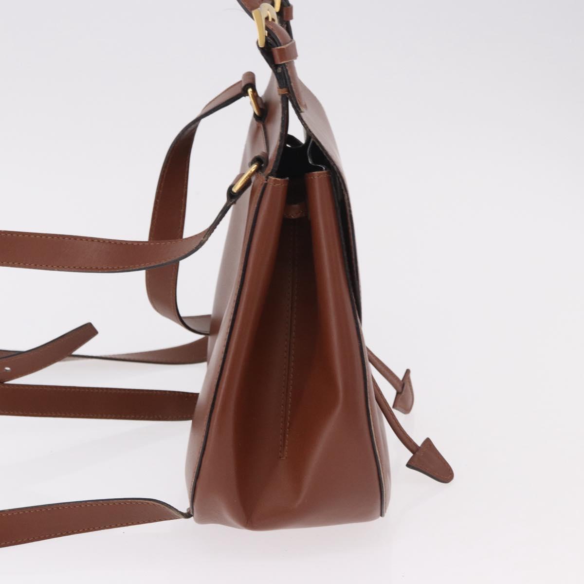 CELINE Backpack Leather Brown Gold Auth 186828