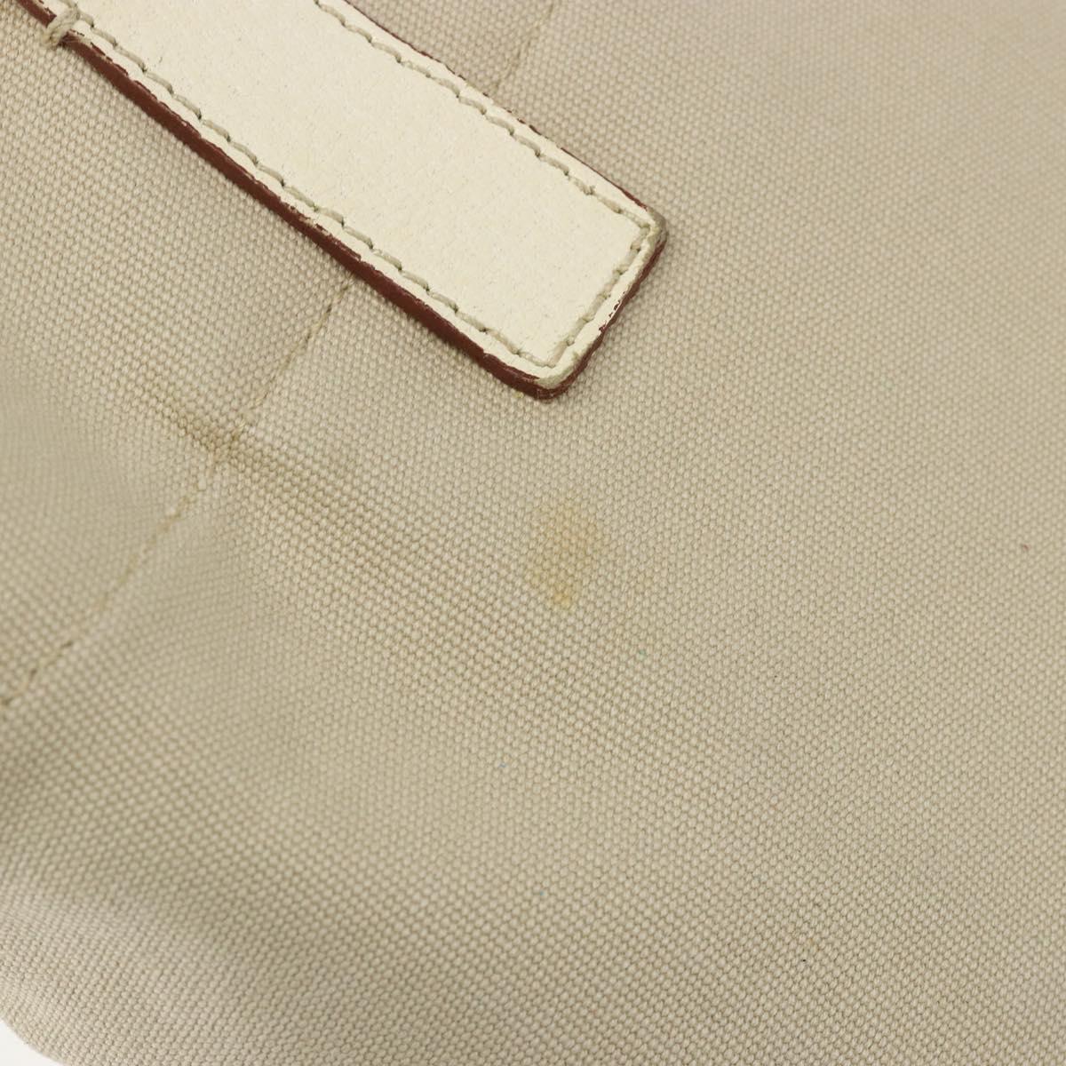 PRADA Tote Bag Canvas Beige Silver Auth 186830