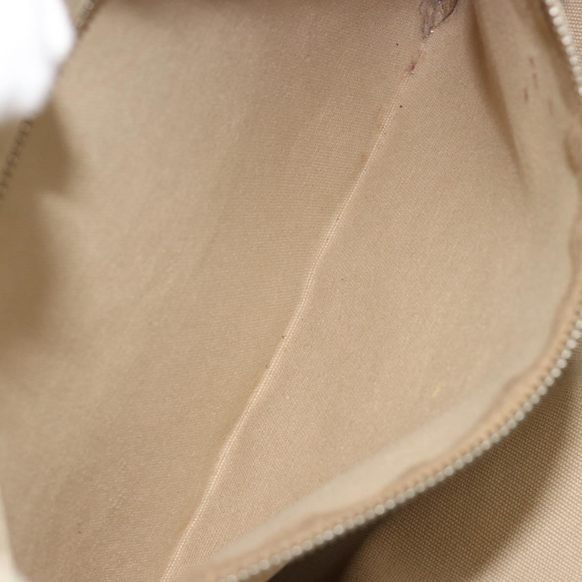 PRADA Tote Bag Canvas Beige Silver Auth 186830