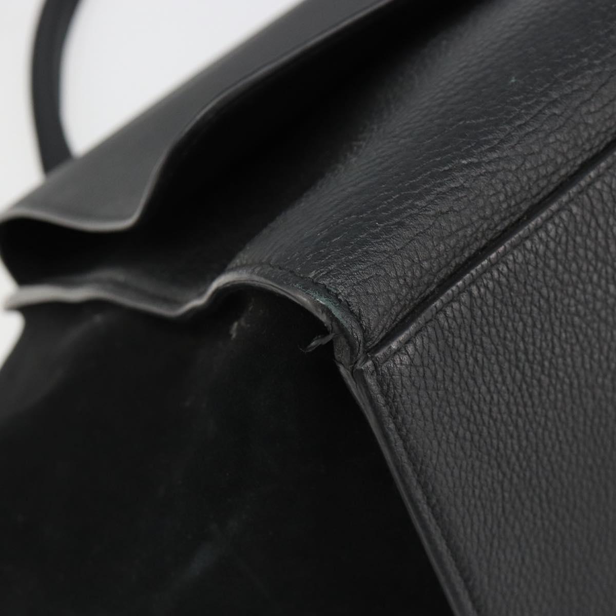 CELINE Trapeze Hand Bag Leather Suede Black Silver Auth 186832V