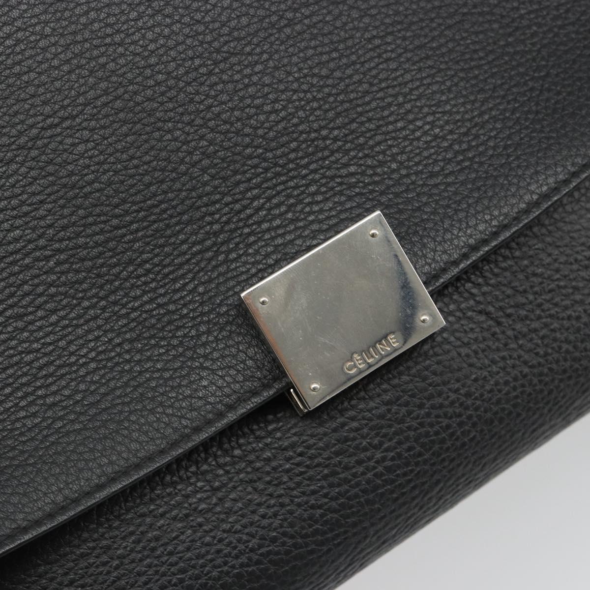CELINE Trapeze Hand Bag Leather Suede Black Silver Auth 186832V