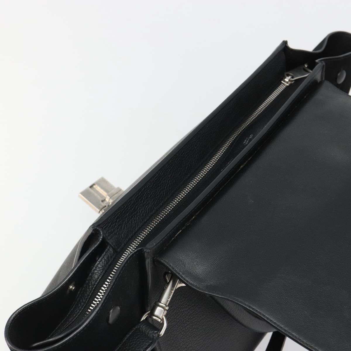 CELINE Trapeze Hand Bag Leather Suede Black Silver Auth 186832V