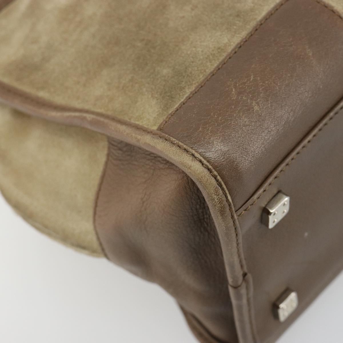 LOEWE Americana 28 Hand Bag Suede Beige Silver Auth 186833A