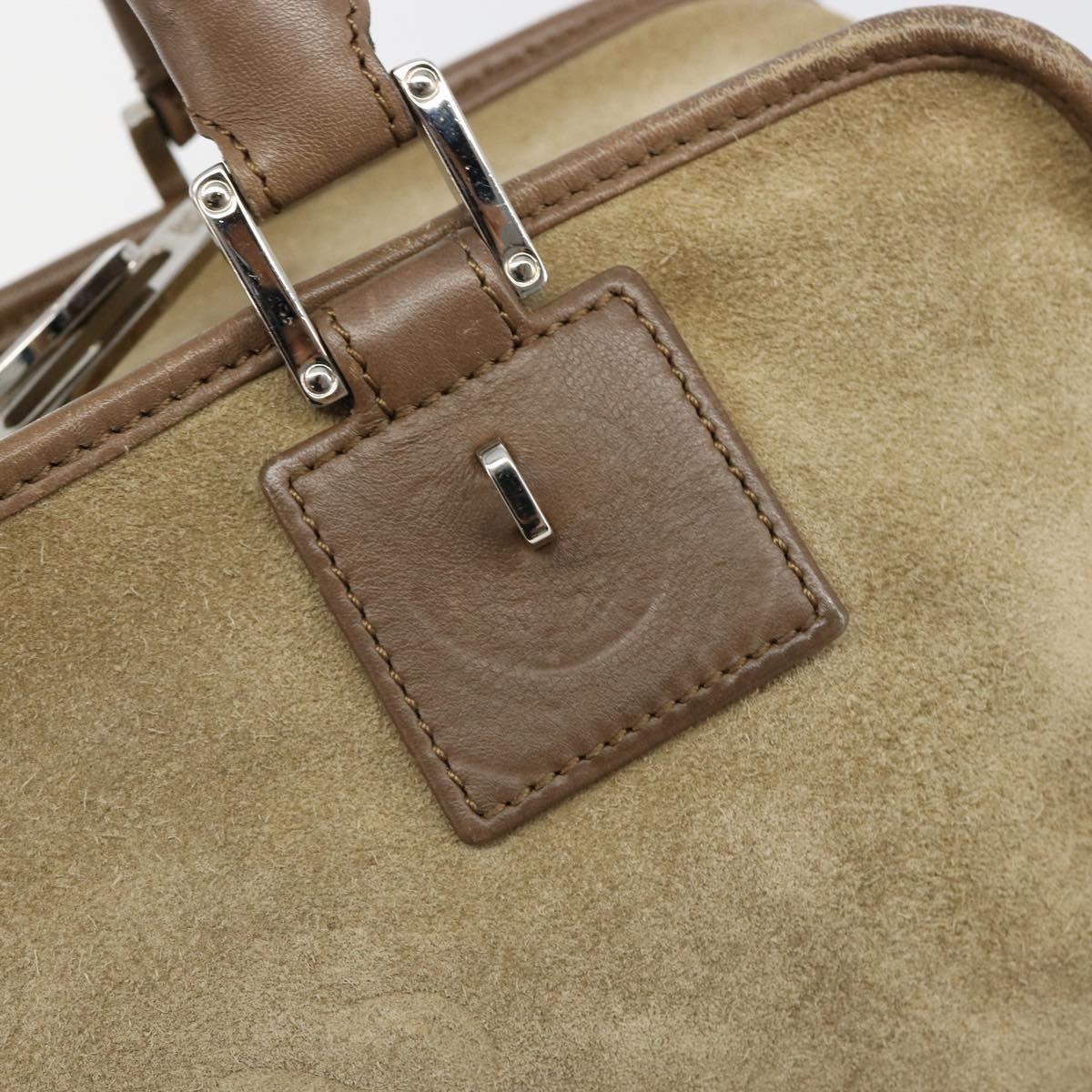 LOEWE Americana 28 Hand Bag Suede Beige Silver Auth 186833A
