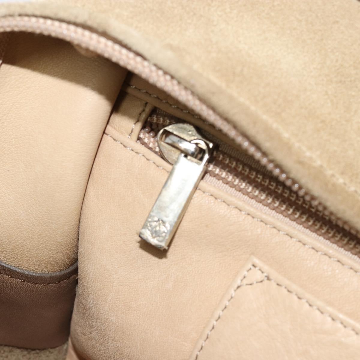 LOEWE Americana 28 Hand Bag Suede Beige Silver Auth 186833A
