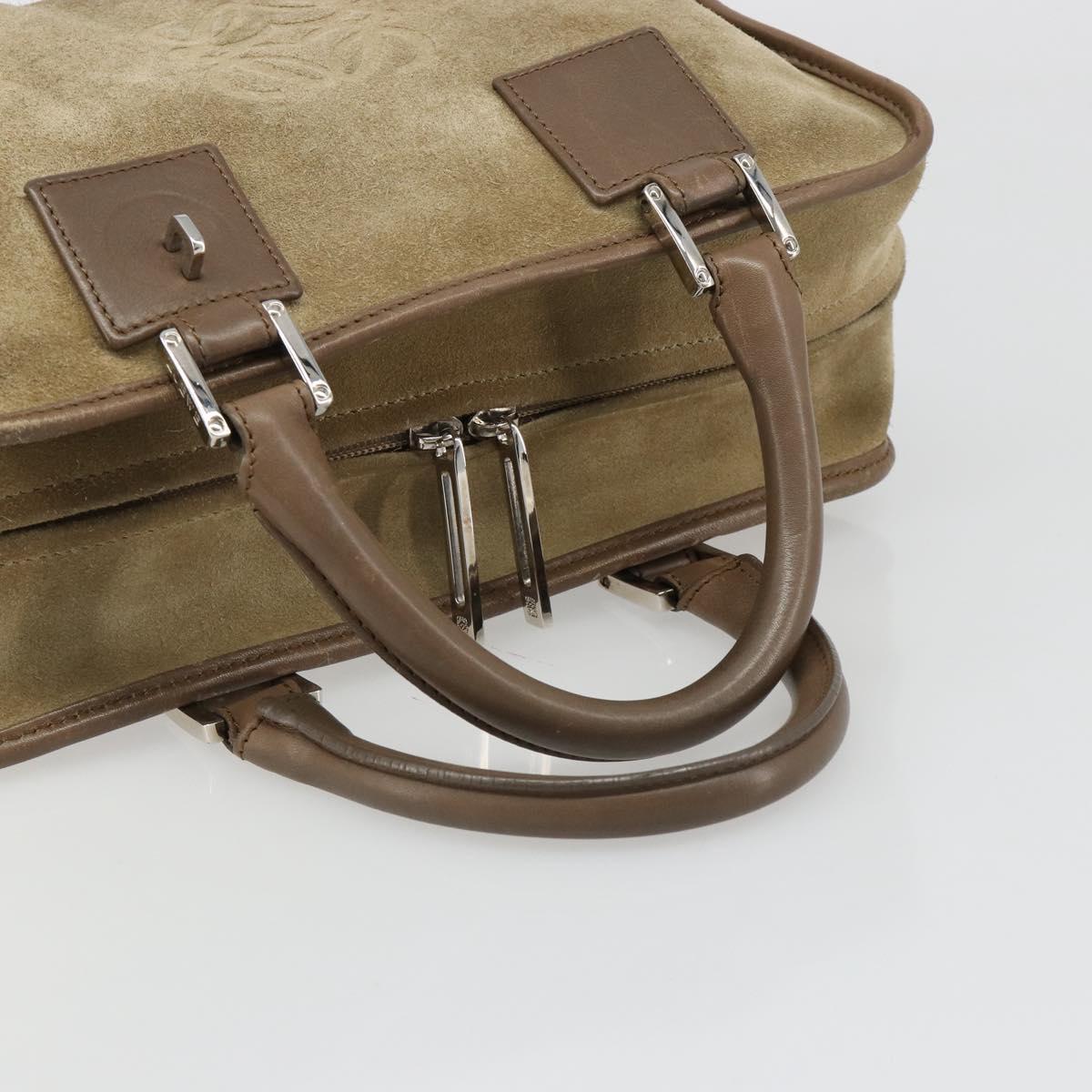 LOEWE Americana 28 Hand Bag Suede Beige Silver Auth 186833A