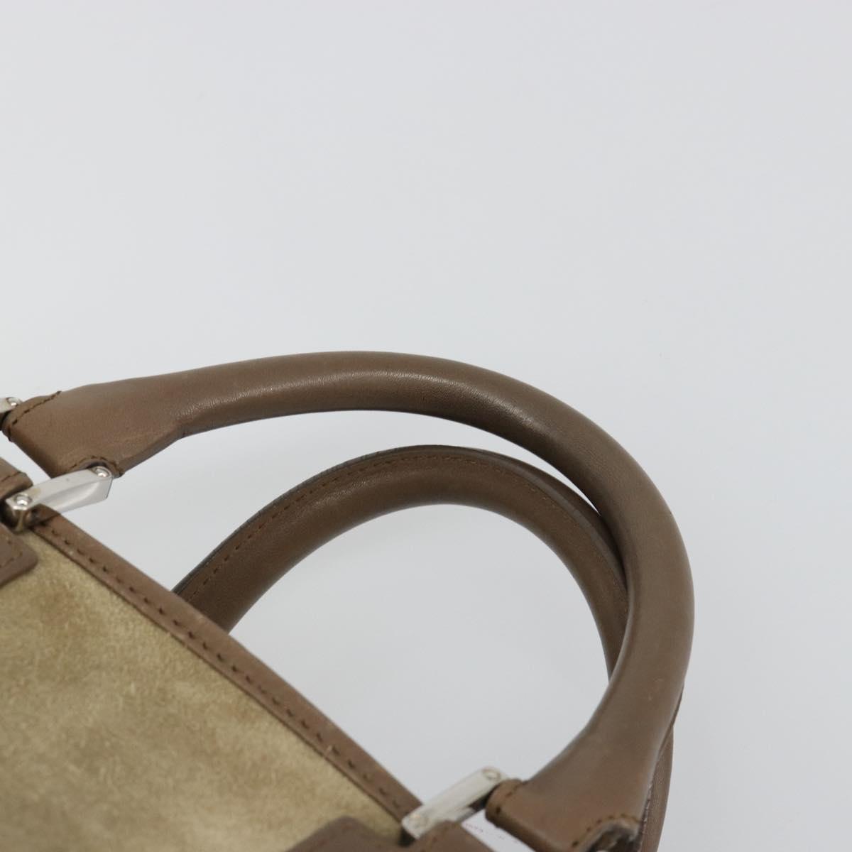 LOEWE Americana 28 Hand Bag Suede Beige Silver Auth 186833A