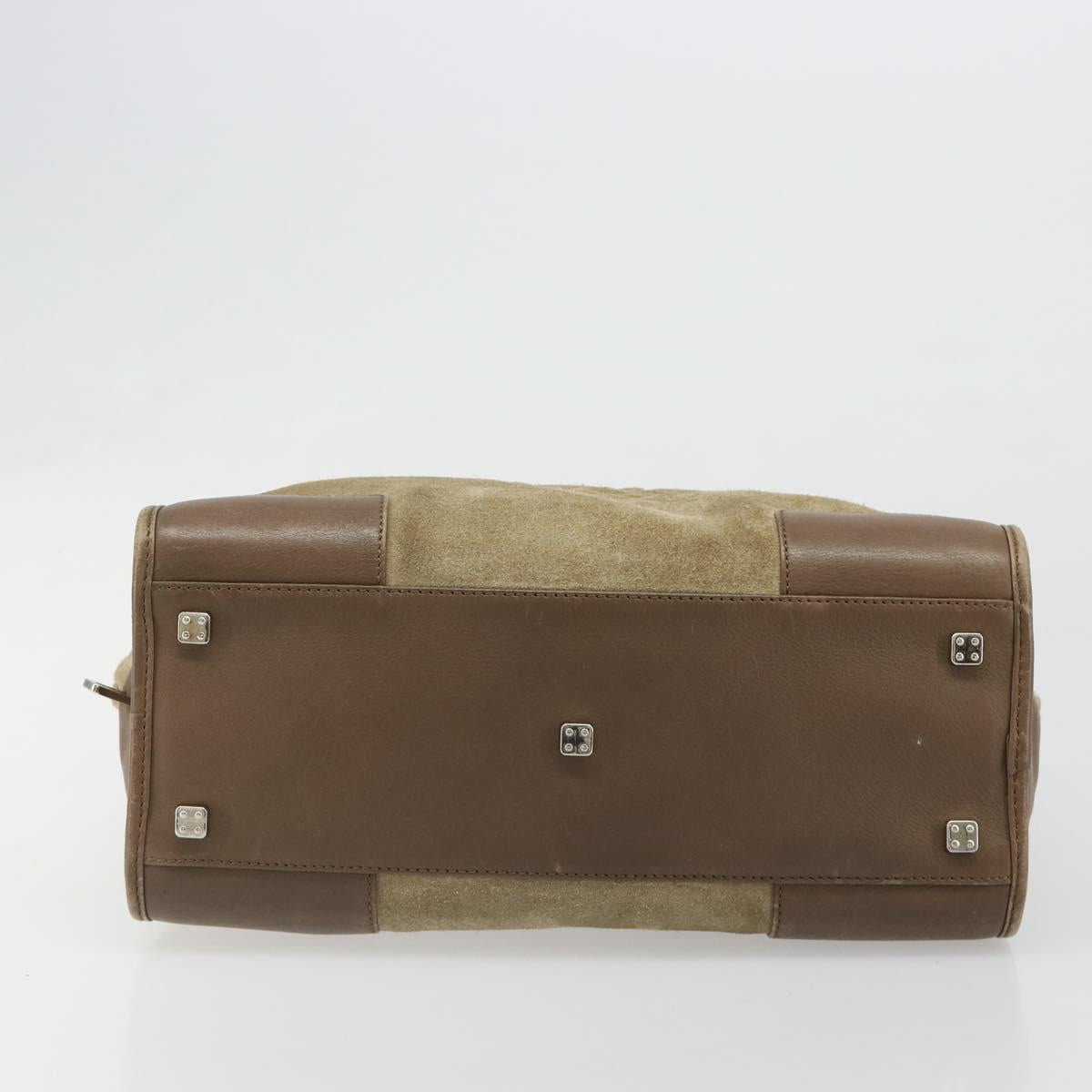LOEWE Americana 28 Hand Bag Suede Beige Silver Auth 186833A